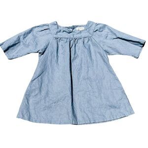 Mabo Blue Chambray Cotton Linen Dress Size 4/5Y